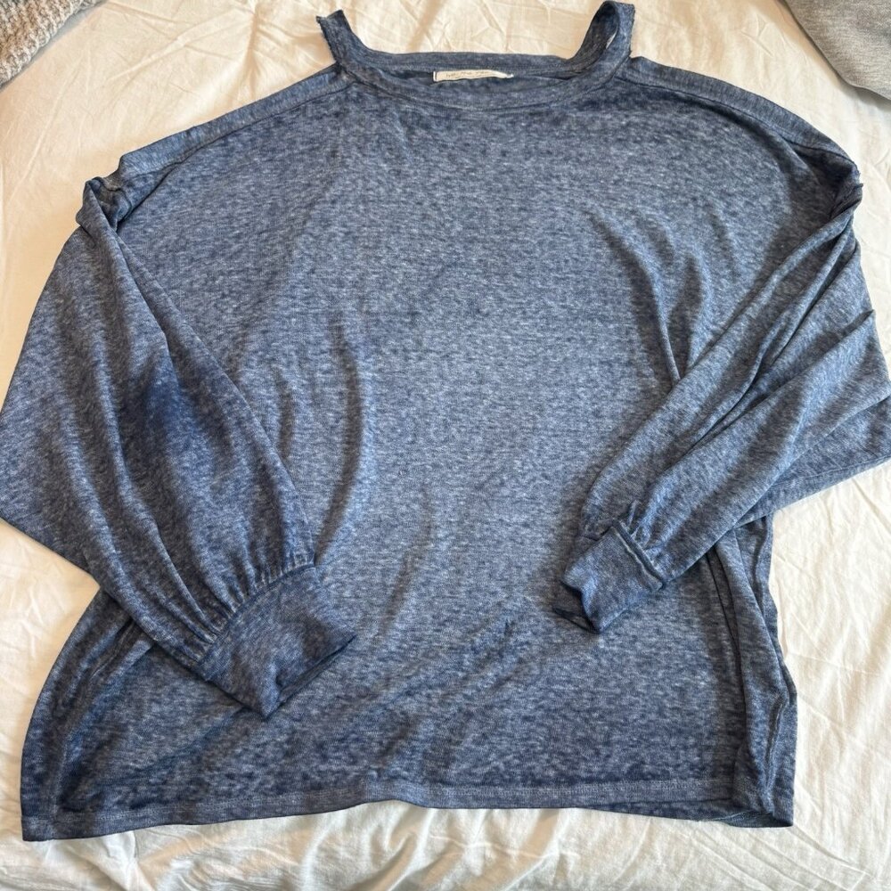 Free People Open Shoulder Distressed Top Size Large